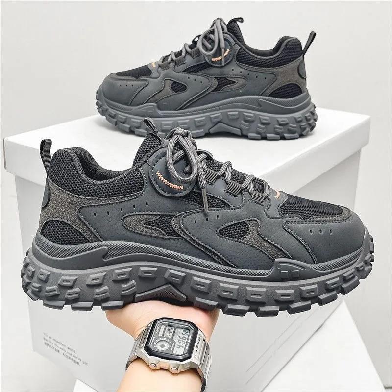 Spring Casual Men's Shoes 2025 New Mesh Breathable Running Shoes Fashionable Thick Soled Work Non Slip Sports Shoes