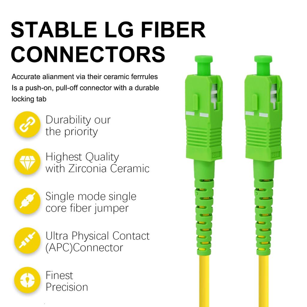 DTECH 5 Pack 1m SC/APC - SC/APC Single Mode Fiber Optic Cable, for Home Fiber Optic Replacement or Extension, 9/125um LSZH
