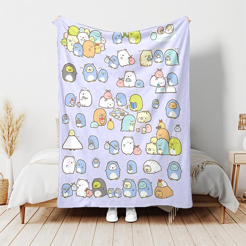 1pc Blanket Sumikko Gurashi Print Design, Lightweight Blanket for Sofa, Bed- Soft &Warm, Gift for All Seasons like Christmas, Halloween