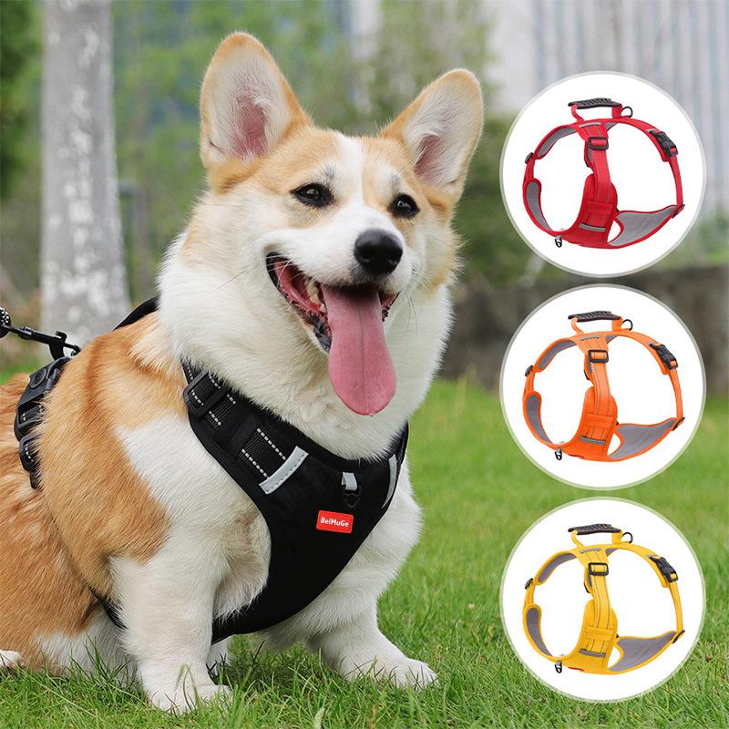 Dog Leash Explosion Proof Punch Vest Pet Chest Harness Corgi Shiba Inu Anti-Breakaway Outdoor Dog Walking Leash