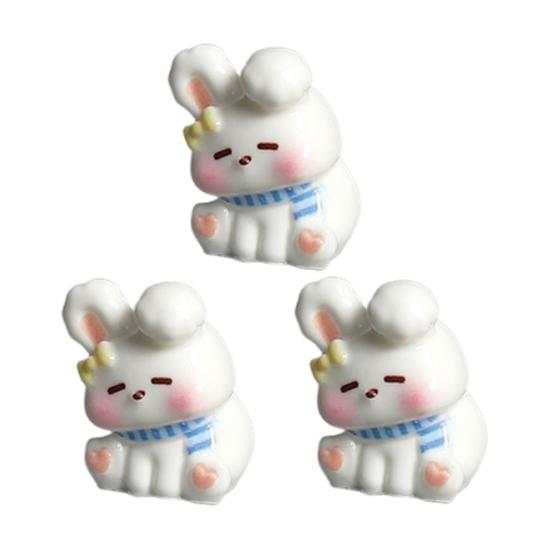 3 Pcs Mini Resin Cute Rabbit Figurine Cartoon Tiny Bunnies синий