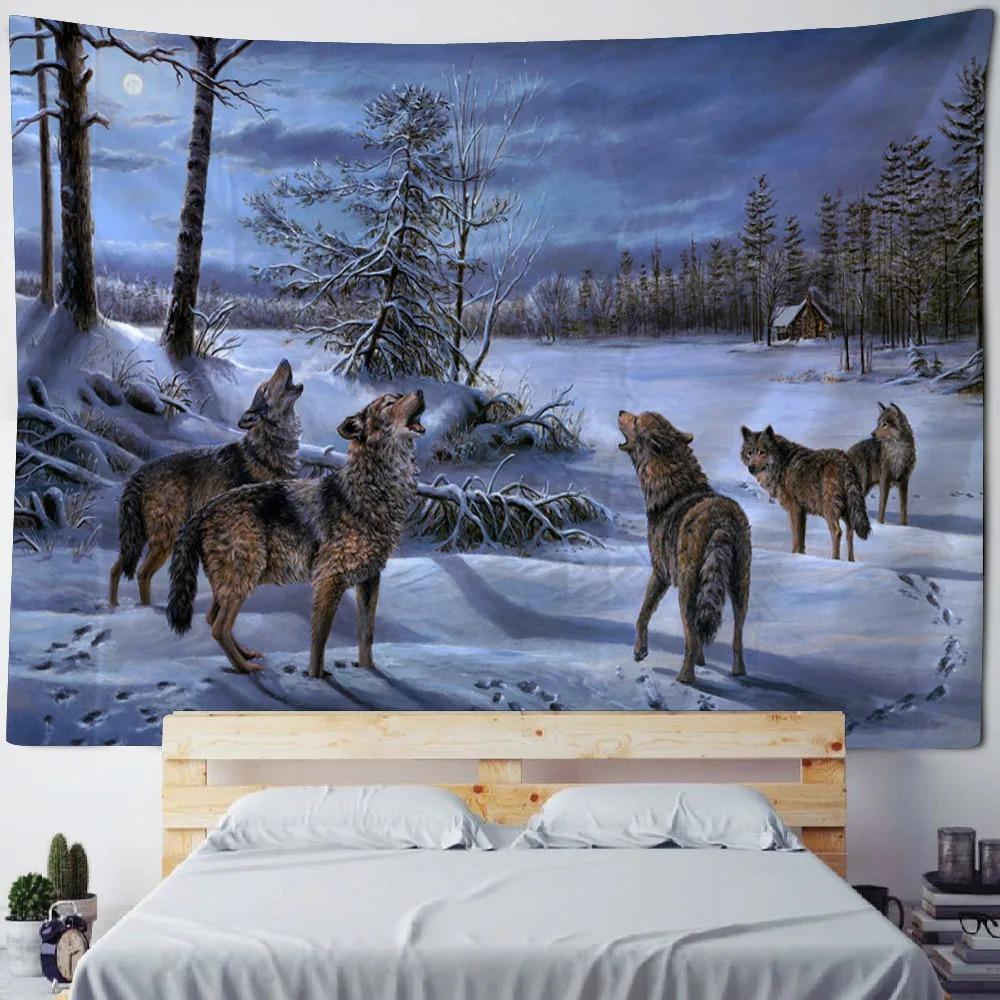 Jungle Wolves Tapestry Office Living Room Decor Home Wall Tapestry