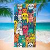 Cute Cartoon Cat Print Beach Towel Soft Quick Dry Sand Resistant Absorbent Beach Blanket for Summer Beach Pool Camping Travel