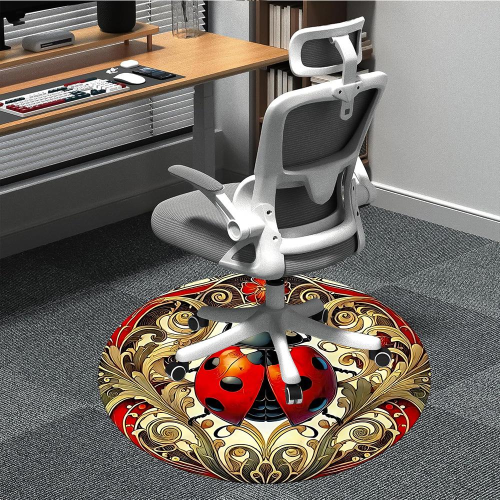 

1pc Ladybug Ornament Chair Carpet for Office, Soft Comfortable Mat For Office, Living Room, Bedroom, Machine Washable Carpet yy251112157 80cm by 80cm