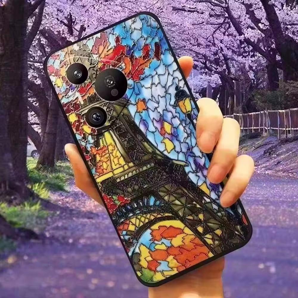 For OPPO Reno 7A / Reno 9A / Reno 11A Case 3D Flower Relief Silicone Emboss Covers for OPPO Reno 11A Cases Protect Soft Cartoon