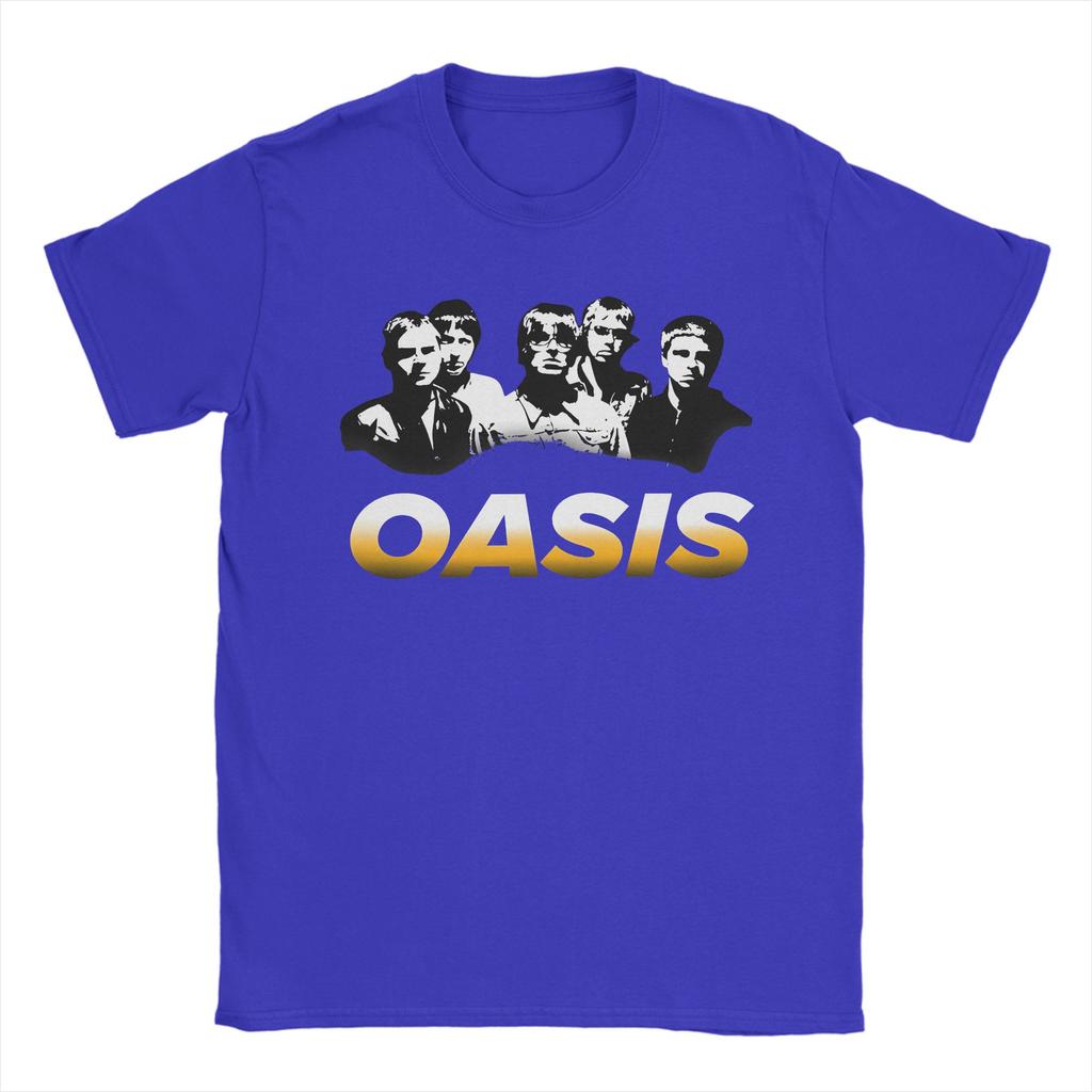 Funny O-Oasis Band Vintage T-Shirt Men 100%Cotton Short Sleeve  Round Neck Summer Clothes