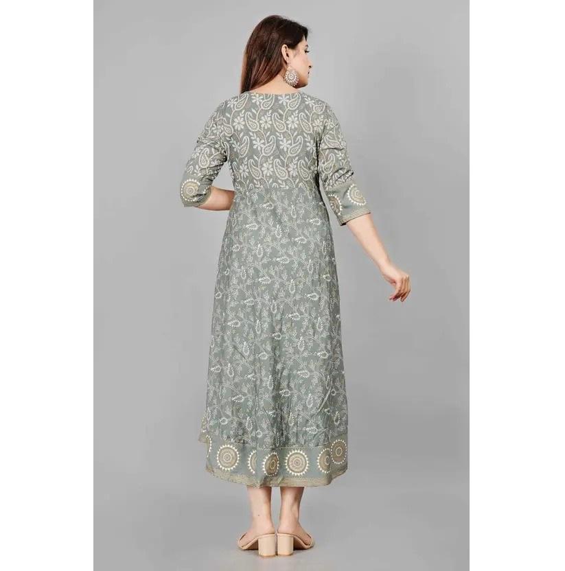 Women Embroidered Viscose Rayon Anarkali Kurta (Grey)