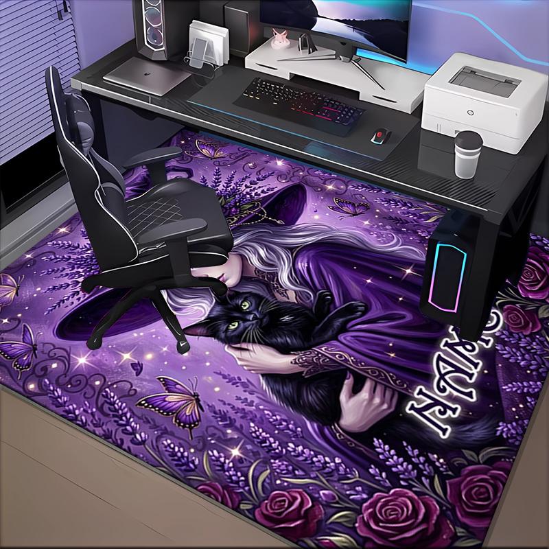 1PC Custom Name Witchcraft Lavender Magic Theme Floor Mat Ideal for Living Room, Game Rooms, Office, Bedroom, Office Floor Mat , Floor Mats for Home