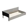 Low Daybed Upholstered Sofa Bed 90x200CM Slatted Frame Velvet Fabric Sleeping Couch Modern Grey Beige Living Room Single Day with Sponge Filling