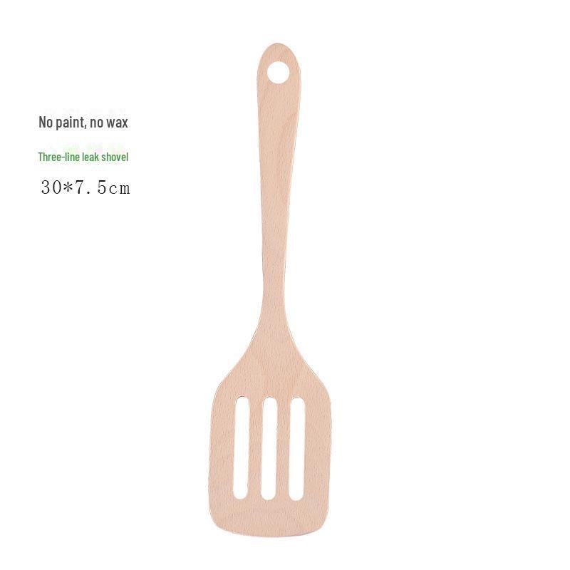 Unpainted Wooden Shovel and Spoon Kitchen Set with Long Handle and Non-stick Pan Shovel