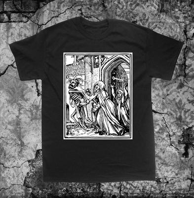 MeUnisexto Mori Koszula Hans Holbein Taniec Śmierci Pamiętaj Czaszka Okultystyczny Gotycki Szkielet Średniowieczny Zły Duże Rozmiary Top