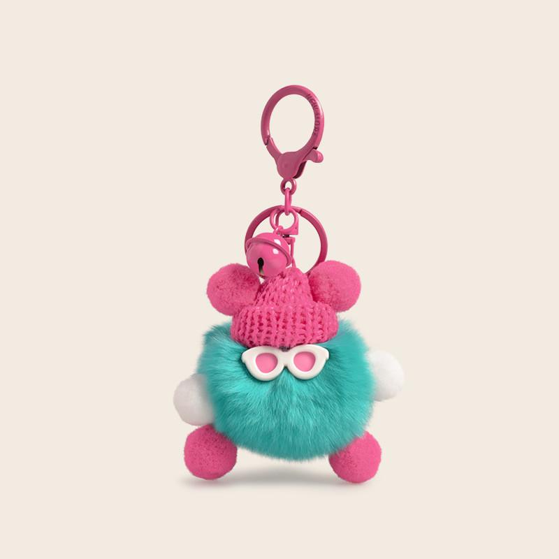 Fluffy Soft And Cartoon Rabbit Fur Keychain With Colorful Adorable Designs