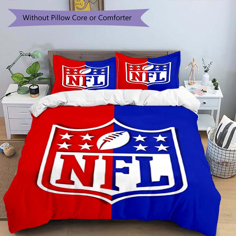 3pcs Duvet Cover Set (1*Duvet Cover + 2*Pillowcase, Without Core), NFL Print Bedding Set, Bedroom Decor, All‑Season, Birthday Gift