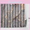 Fashionable Grey Golden Marble Patterned Bathroom Shower Curtain Waterproof