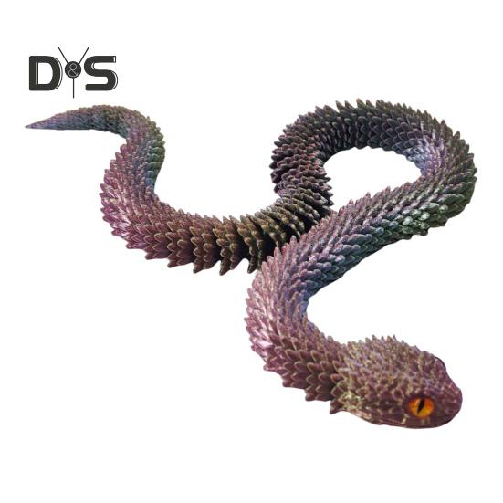 3D Printed Snake Toy Articulated Viper Figurine Fidget Snake Toy Collectible Snake Model with Flexible Joints for Home Office Desk Decor