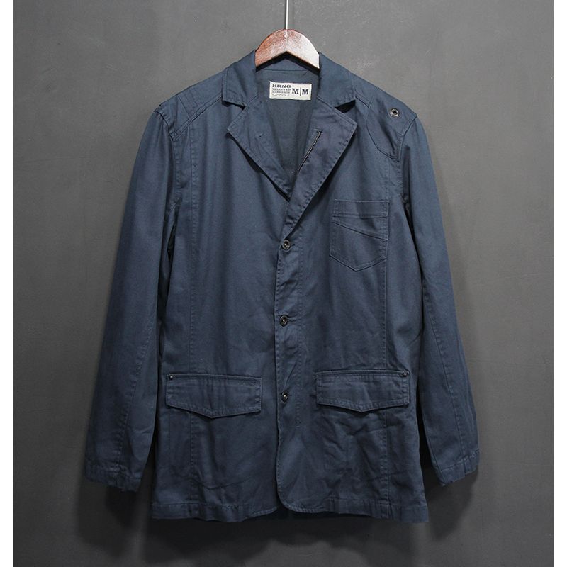 

Экспортный европейский и американский однослойный весенне-осенний парка с несколькими карманами, воротником-стойкой, из чистого хлопка, армейского зеленого цвета, свободного кроя, винтажная выстиранная верхняя одежда Navy P/S