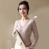 Thermal Bottoming Tops with Built-in Chest Pads DE Velvet Double Layer Warmth Long Sleeve Pullover Tops Solid Color Winter Inner Outer Wear