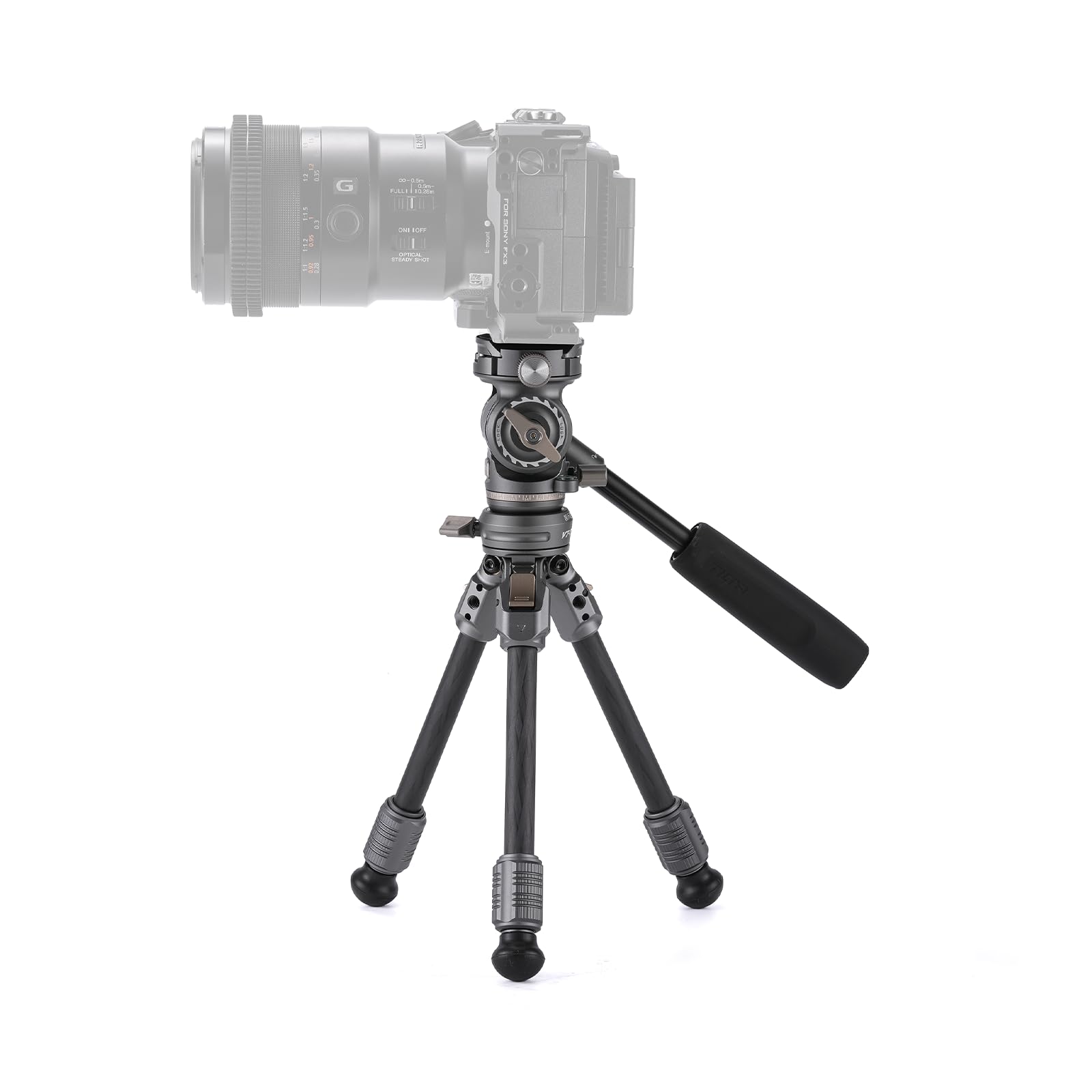 

TILTA Tabletop Video Fluid Carbon Fiber Tripod Legs Space Gray Head, 1-Section (3KG), TT-VT03-FB-SG