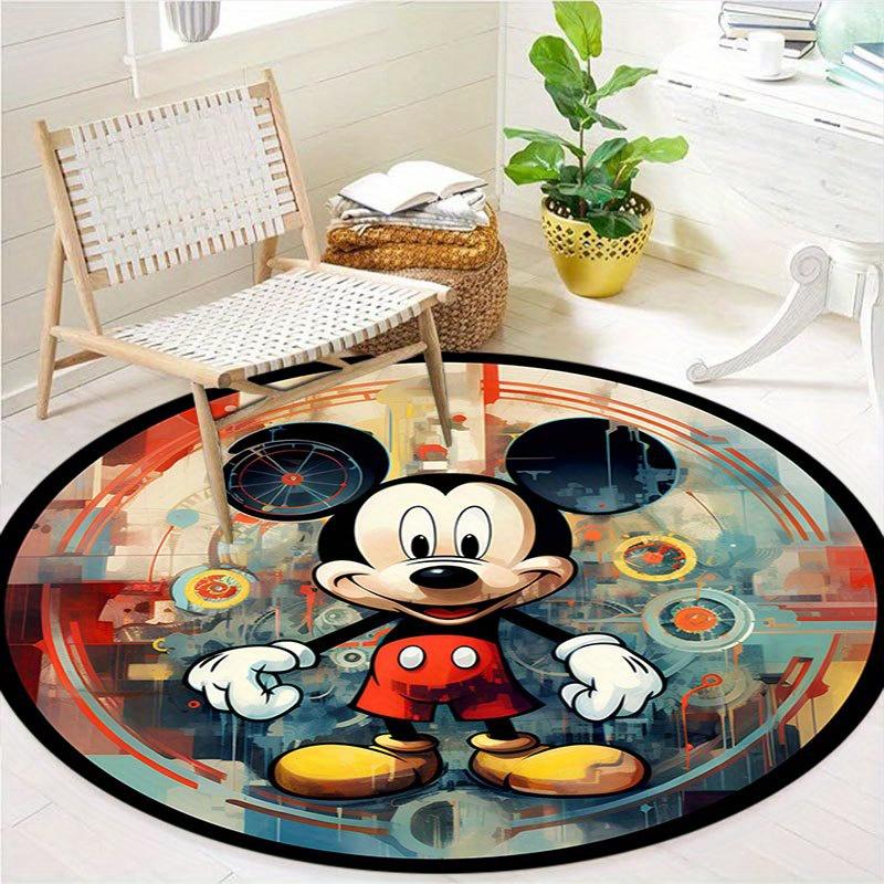 1pc Disney Mickey Mouse Pattern Round Area Rug, Bedroom Living Room Floor Mat, Playroom Bedroom Living Room Indoor Decor Rug, Aesthetic Room