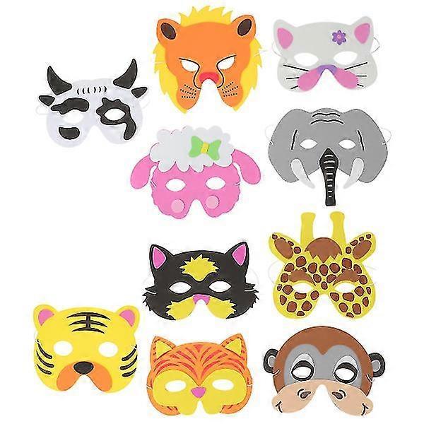 10 Stück Tiergesichtsmaske Kreative Eva Verkleidungsmaske Cartoonmaske Vorschulspielzeug Lernhilfen Für Kinder Kinder