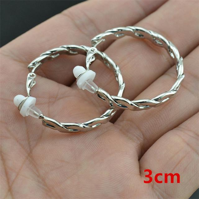 Clip On The Ear Without Piercing Earrings For Women Fashion Jewellery Accessories Rose Gold Black Double Round Threaded Earrings