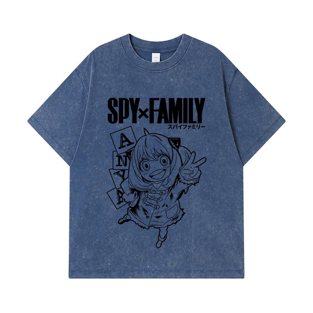 

275 GSM Washed T-shirts 100% Cotton Spy x Family V5 Anya Print Unisex Heavy Cotton T Shirt 2XL