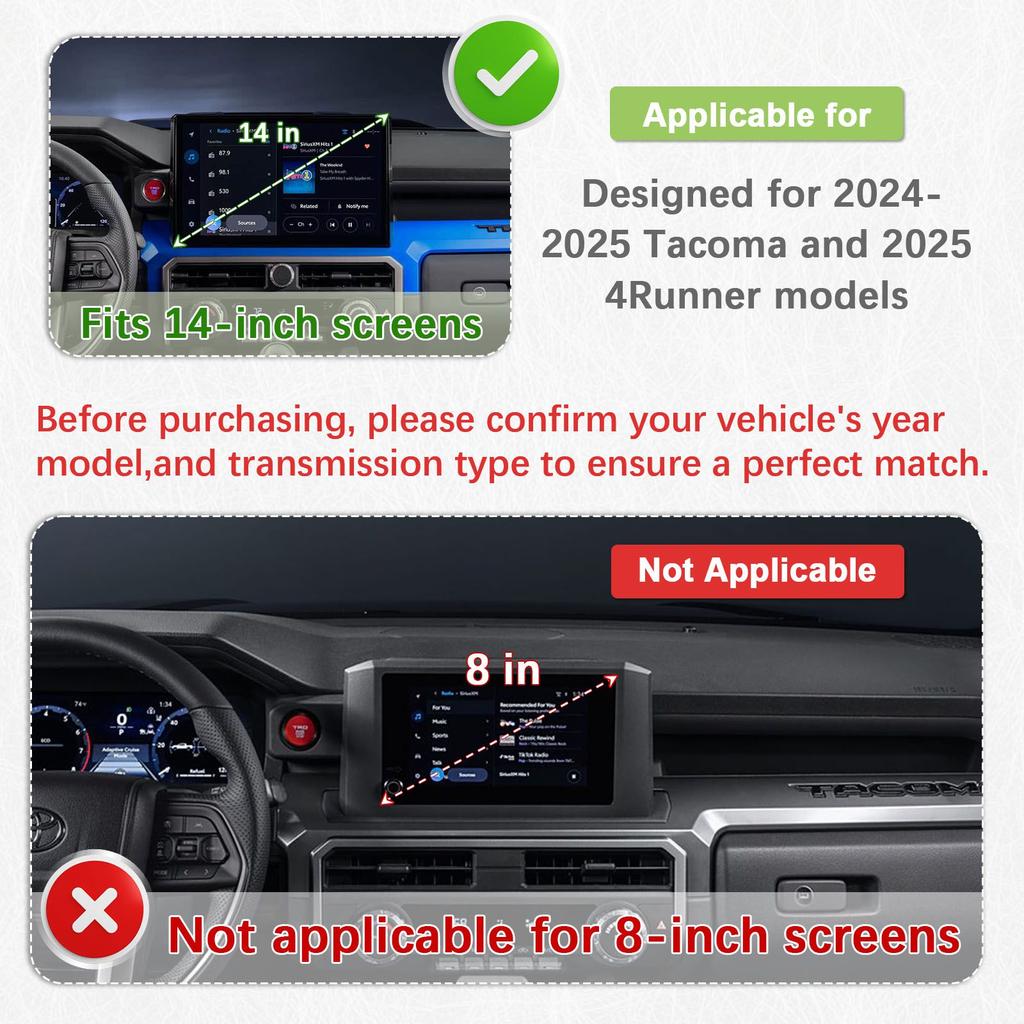 Center Console Organizer Dashboard Storage Box For 2025-2025 Toyota Tacoma & 2025 4Runner Behind Screen Dash Board Accessories