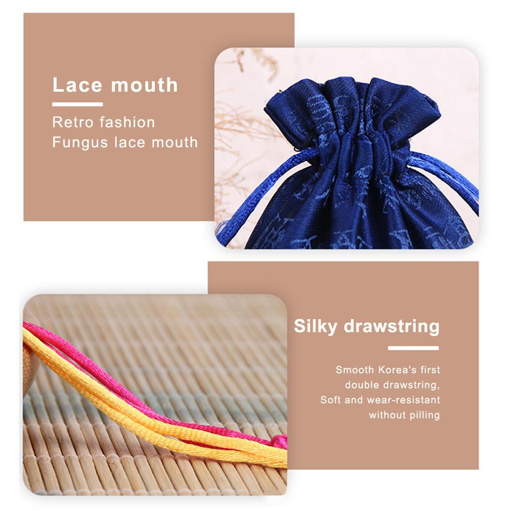 Chinese Style Brocade Jewelry Gift Drawstring Pocket Purse Bags Ring Adjustable Pouches Xmas Wedding Women Girls