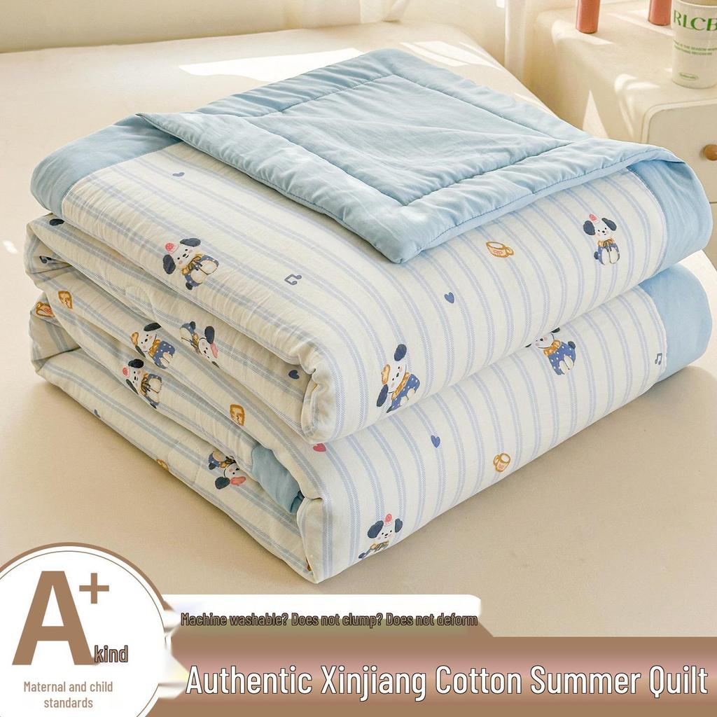 Washable Xinjiang Cotton Summer Quilt for Dormitory - Lightweight, Air Conditioning, Single Size