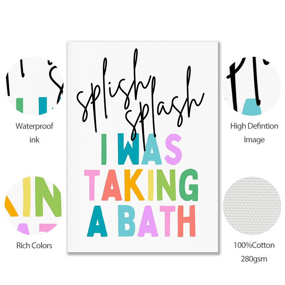 Kids Bathroom Art Wall Poster Print Set of 6 Color Quote Nursery Kids Room Canvas Painting Room Home Decor Rainbow Baby Bedroom