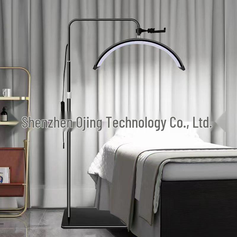 24-inch Half-Moon LED Beauty Lamp for Manicure, Microblading, Eyebrow, Eyelash, Eye Protection, Floor Fill Light.