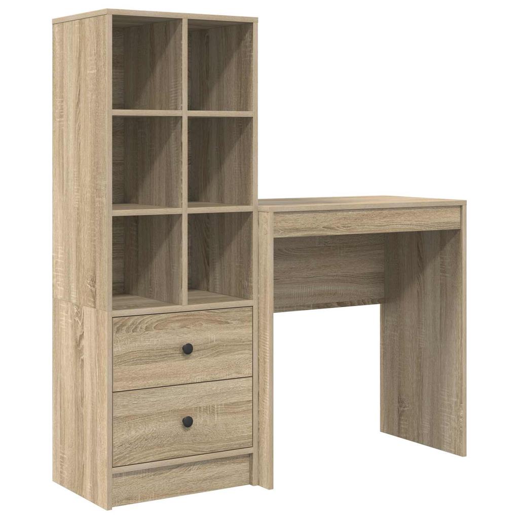 Desk with Drawers and Shelf 2 pcs Sonoma Oak