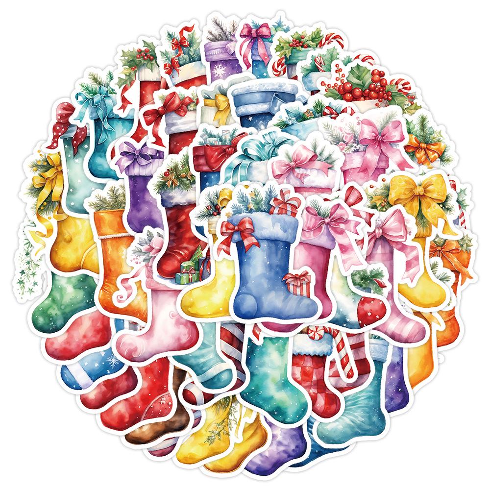 2024 Nordic Style Christmas Doodle Stickers - 50 Sheets for Water Bottles, Cups, and Children's DIY Decorations