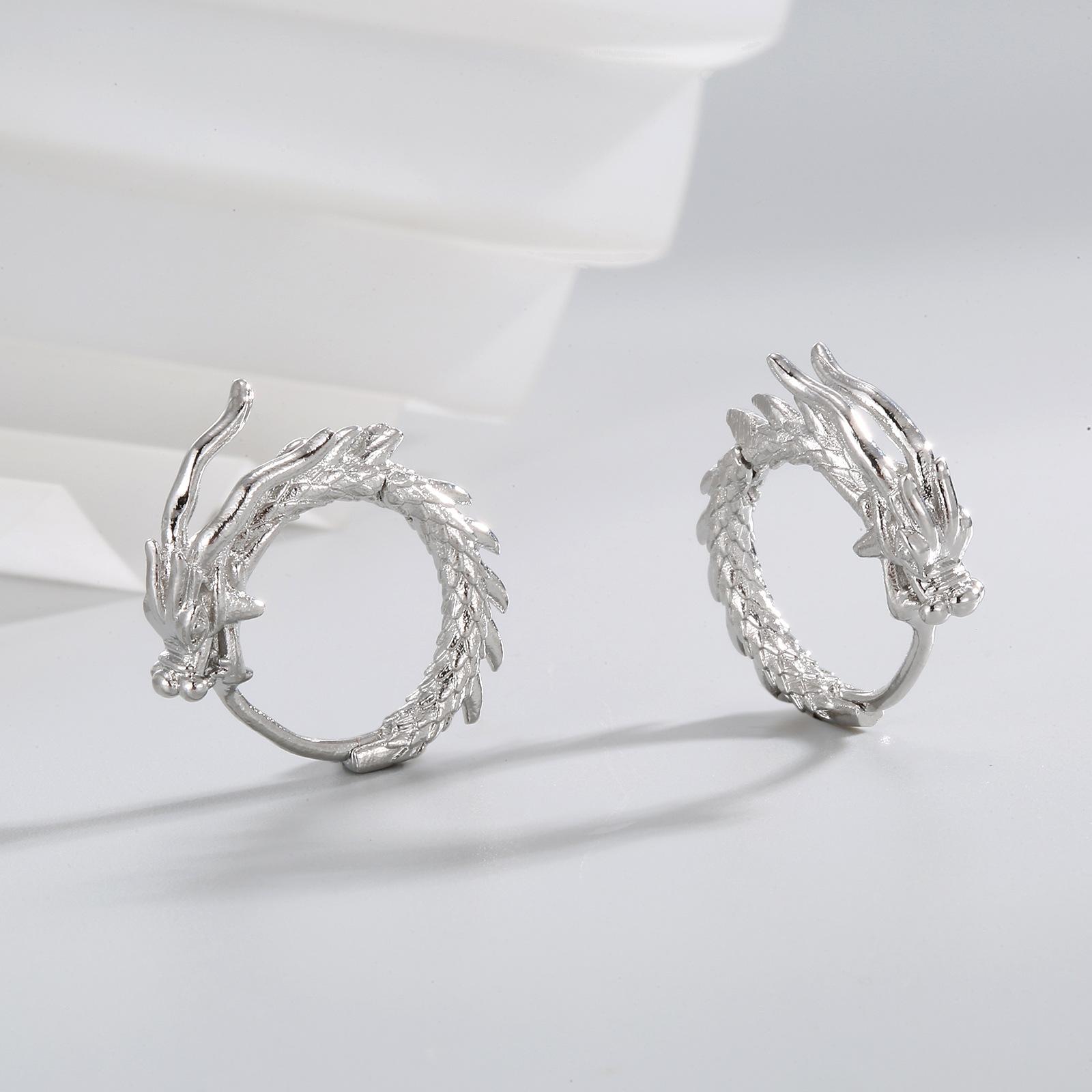 

Ретро-серьги-пряжки в виде дракона в стиле «год дракона» Простые универсальные серьги «холодный ветер» Супер-огонь Крутые серьги-серьги в виде дракона