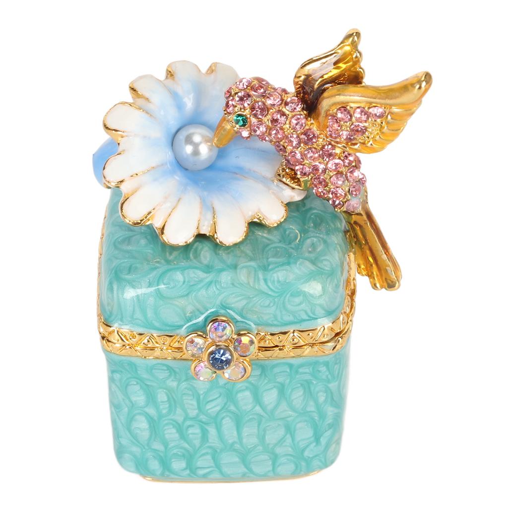 Bird Figurine Jewelry Box Zinc Alloy   Hand Painted Decorative Hinged Jewelry Holder for Storing Necklaces Rings Earrings