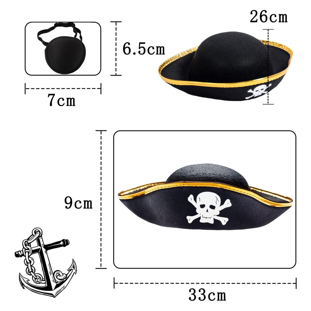 Halloween Costume Adult Halloween Cosplay Pirate Costume Set of 2 Hat Costume Halloween Pirate Cosplay Triangle Hat Unique Hat Adult Pirate Costume