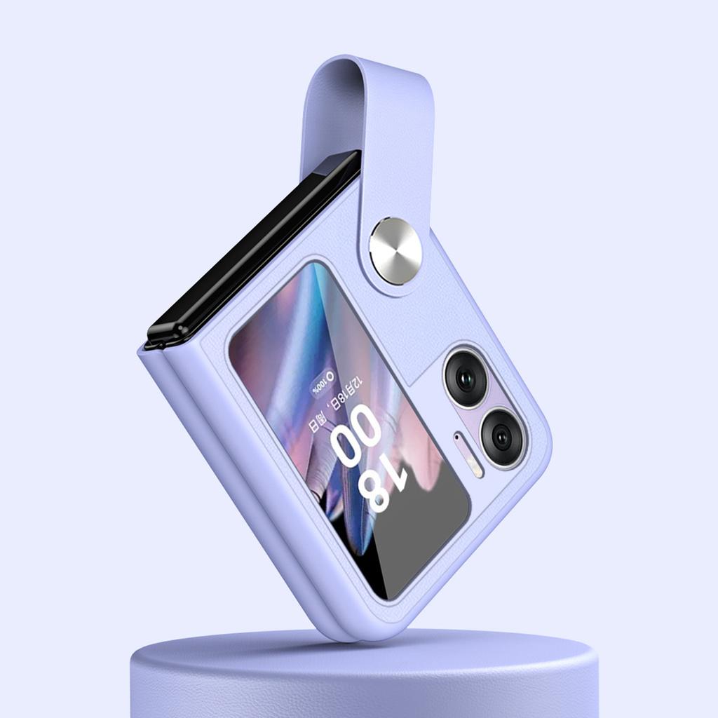 Etui na Oppo Find N2 Flip 5G z uchwytem na palec, etui typu flip na telefon, pokrowiec z PU skóry i PC ze stojakiem