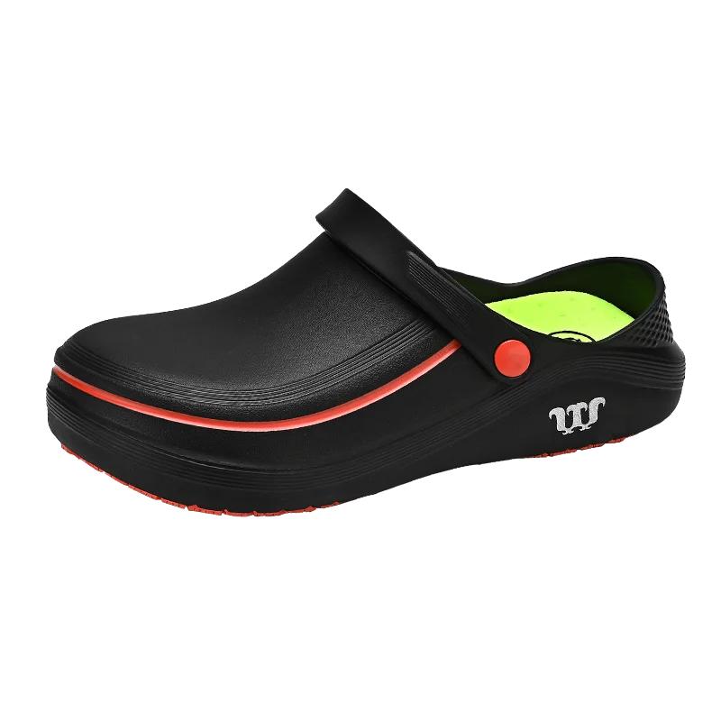 Wysokiej Jakości Olejoodporne Buty Szefa Kuchni Męskie Wsuwane EVA Wodoodporne Antypoślizgowe Buty Nowy Mężczyzna Wsuwane Sandały Outdoorowe Męskie Klapki na Plażę