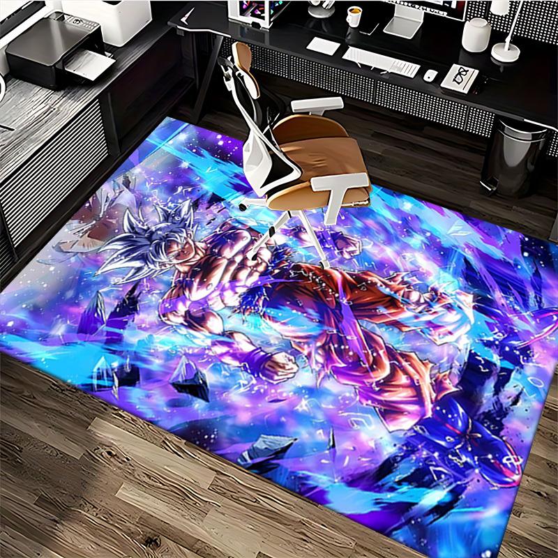 1pc Anime Dragon Ball Z Goku Super Saiyan Blue Office Chair Mat Non-Slip Carpet for Home Decor, Festival Gift, Suitable for Office and Living Room Dec