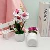 Flowers Faux Three Butterfly Orchid Green Plant For Home Office Decoration