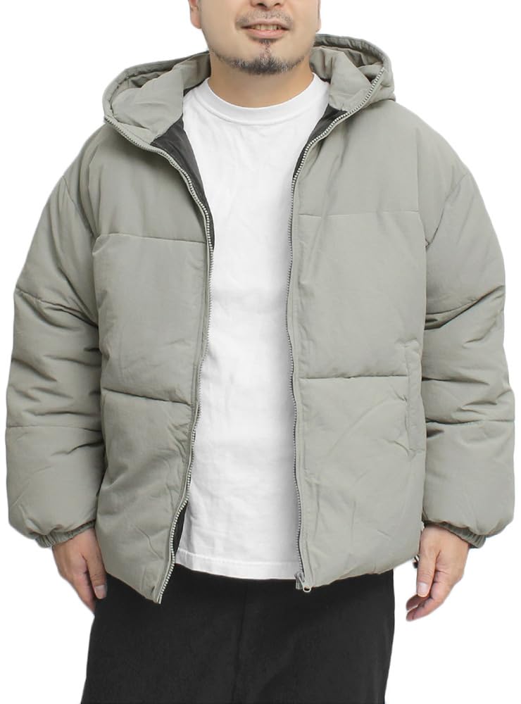 Jachetă umplută cu puf de mărime mare, cu suport din nailon, parka, volum, cu gât, bluză, 3 l, kaki deschis [One Colors] Bărbați (Parker)