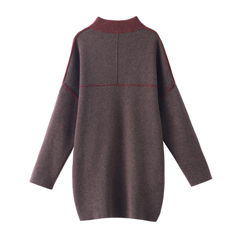 Women's 100% Pure Cashmere Half Turtleneck Sweater – Casual, Loose, Thick, Mid-Length Pullover