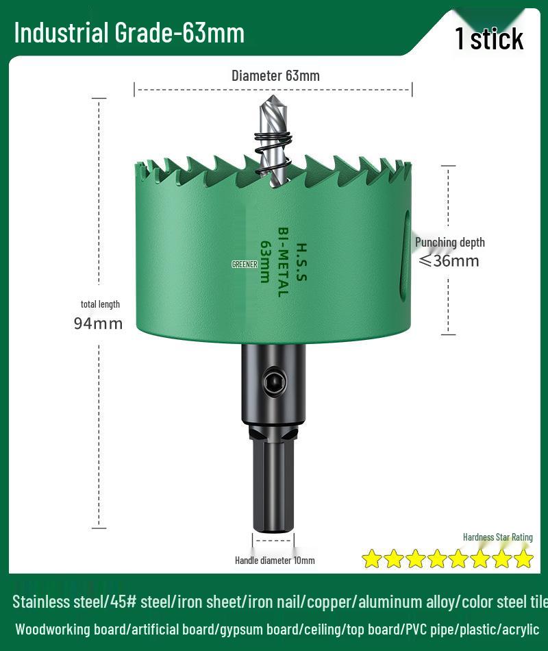 Green Forest Hole Saw Drill Bit for Metal, Wood, Plastic, and Gypsum Board