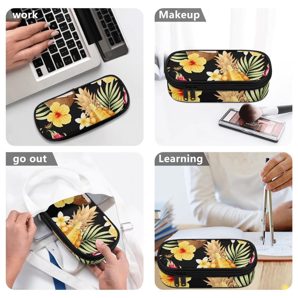 Pen Case 300D Polyester Large Storage Space Smooth Zipper with Mesh Storage Layer Removable Divider and Pen Holders for Students