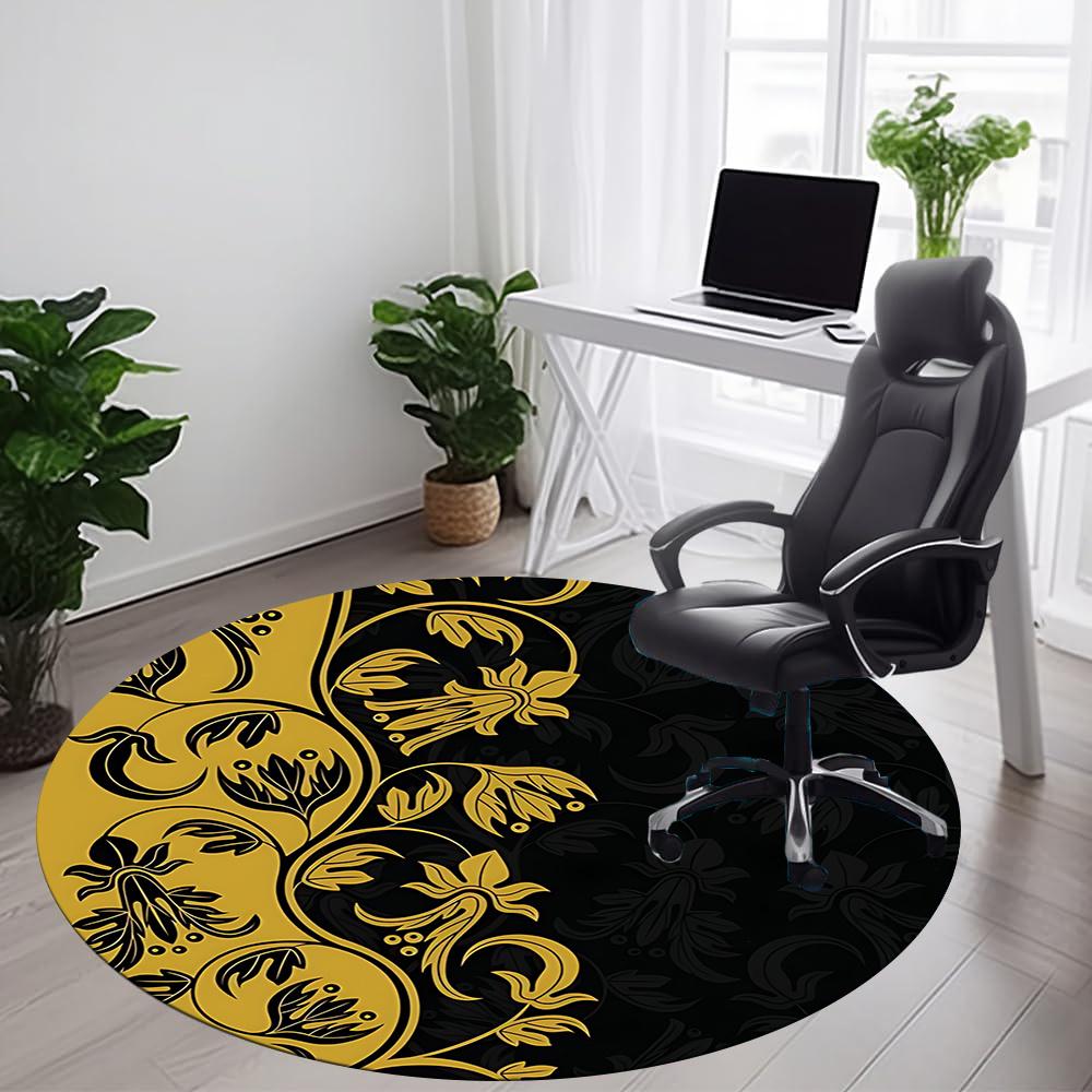 1pc Floral Pattern Office Round Area Rug, Indoor Mat Suitable ForOffice, Under Office Chairs Bedroom Living Room Home Decor, Room Deco 034