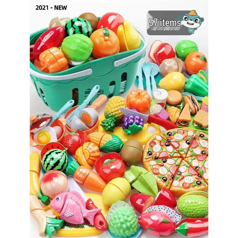 Kids' Velcro Fruit & Veggie Cutting Set - Magnetic Dollhouse Toy for Boys & Girls