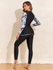 Women Long Sleeve Skirted Two Piece Swimsuit Set With Solid And Printed Patterns For Beach And Surfing