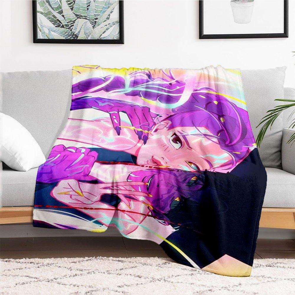 "Electric Dreams: Vibrant Anime Art Print"Blanket Lightweight Flannel Throw Blanket for Sofa, Bed, Travel, Camping, Livingroom, Office, Couc