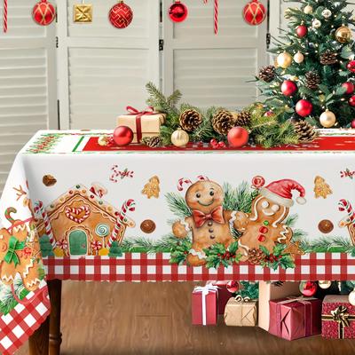 Weihnachten Lebkuchenmann Rechteckige Tischdecke Tischdeko Winter Weihnachten Wasserdichte Tischdecken Tischdeko Navidad Dekorationen