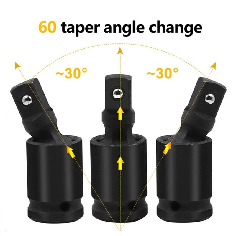 Premium Impact Universal Joint Socket Swivel Set 1/2" 3/8" & 1/4" U-Joint Drive Cr-Mo Steel Impact Grade 3 Pieces